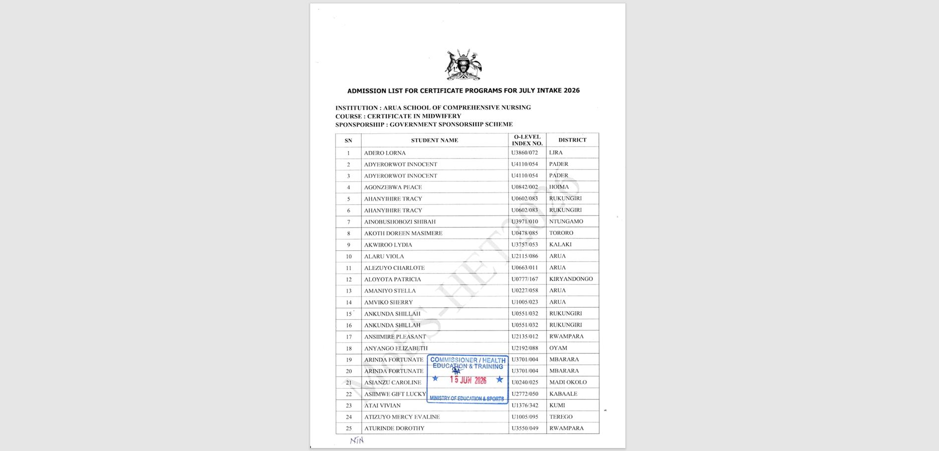 2026/2027 ADMISSION LISTS RELEASED! - Cover Image